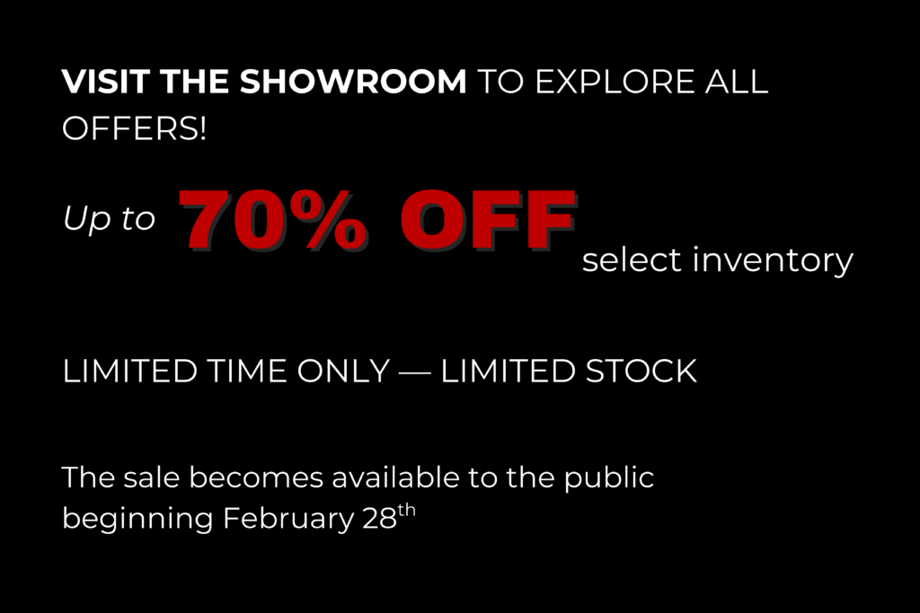 up to 70% off select inventory open to the public February 28th