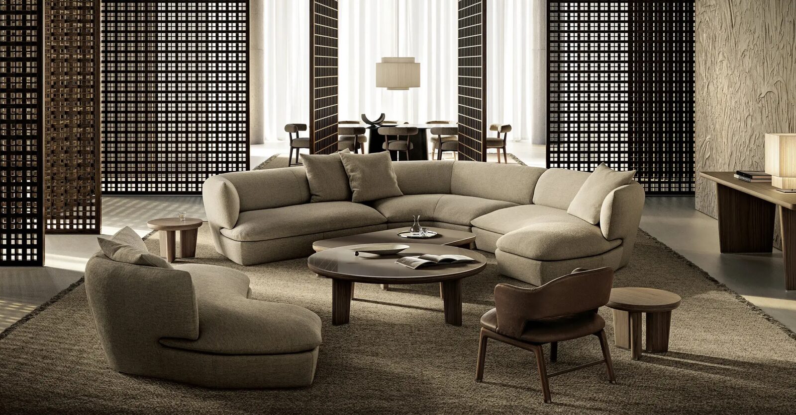 Flexform Quincy sofa at BeDESIGN, luxury sofa Houston showroom