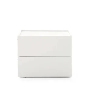 Pianca Atlante Two-Drawer Nightstand – White Matte Lacquer